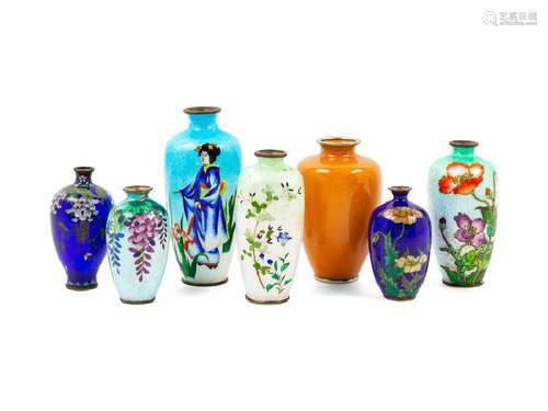 A Group of Seven Japanese Cloisonné Enamel Vases 20TH