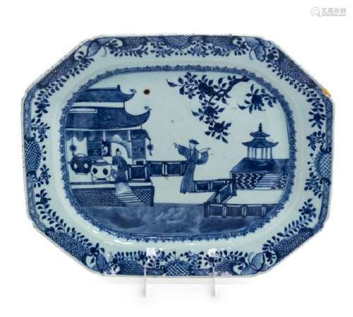 A Chinese Export Canton Blue and White Porcelain