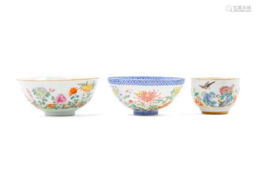 Three Chinese Porcelain Bowls 20TH CENTURY the first an