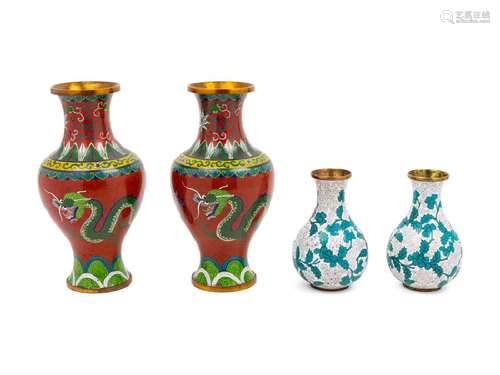 Two Pairs of Chinese Cloisonné Enamel Vases the first