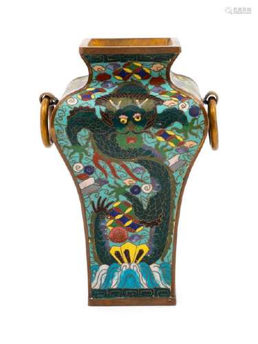 A Chinese Cloisonné Enamel Vase 20TH CENTURY of squared