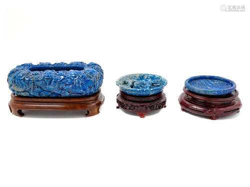 Three Chinese Lapis Lazuli Brush Washers the first of