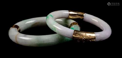 Two Chinese Jadeite Bangles 20TH CENTURY each of