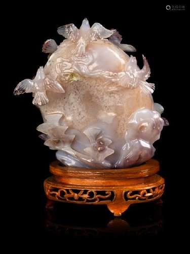 A Chinese Carved Agate Carving 20TH CENTURY showing