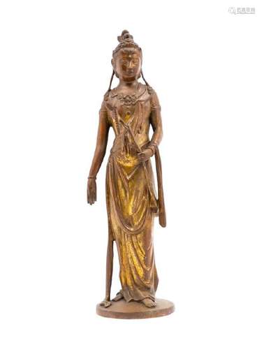 A Chinese Bronze Figure of Standing Guanyin standing