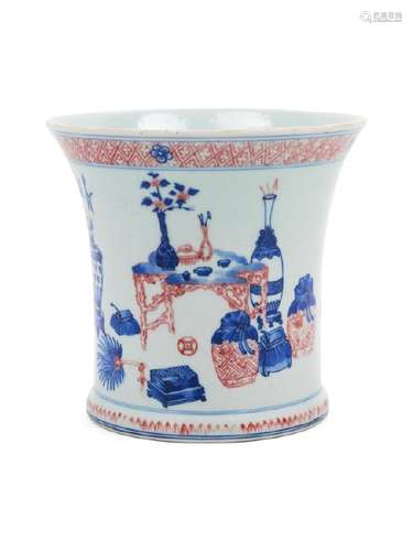 A Chinse Underglazed Blue and Red Porcelain Cachepot