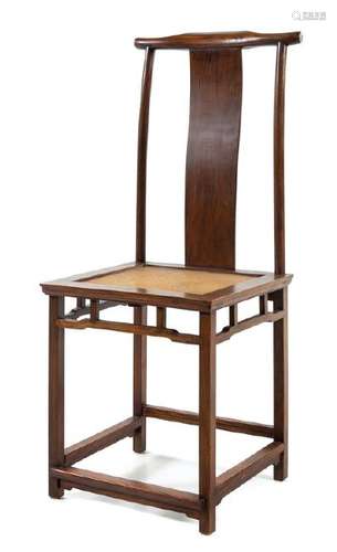 A Chinese Huanghuali Yokeback Side Chairs, Dengguayi