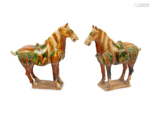 A Pair of Chinese Sancai Pottery Horses 20TH CENTURY