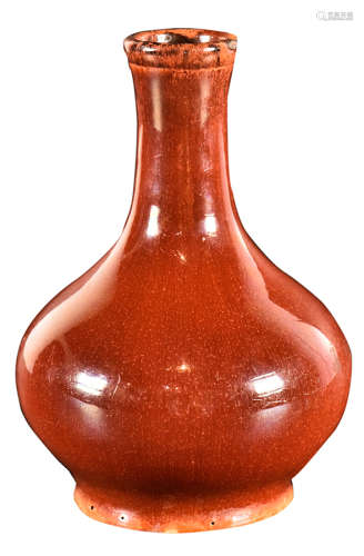 清 豇豆红紫砂赏瓶