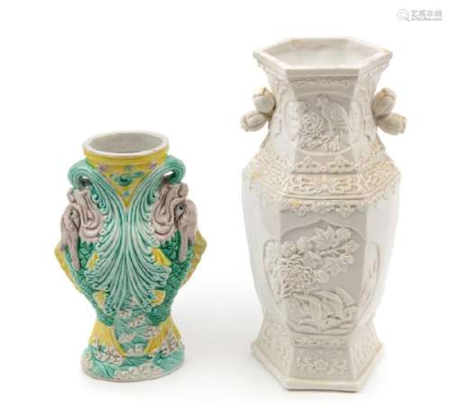 Two Chinese Biscuit Porcelain Vases LATE 19TH/EARLY