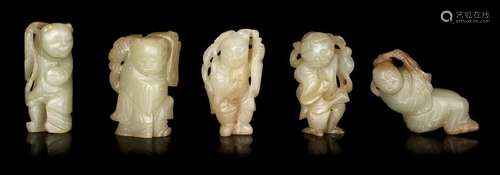 Five Chinese Jade Figures LATE 19TH/EARLY 20TH CENTURY