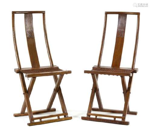 A Pair of Chinese Nanmu Folding Chairs QING DYNASTY