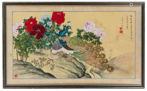 A Group of Two Chinese Paintings and Textiles 20TH