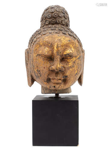 A Chinese Gilt Decorated Stone Head Property from the