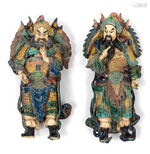 A Pair of Chinese Porcelain Figures of Guardians 20TH