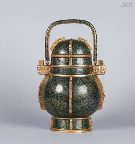 A CHINESE BRONZE YOU-FORM VASE, QING DYNASTY