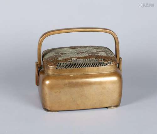 A CHINESE BRONZE HAND WARMER, QING DYNASTY