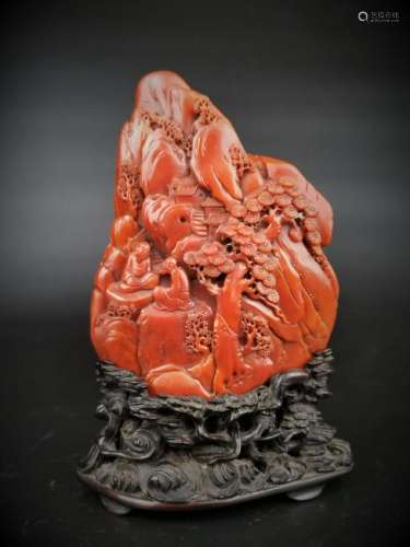 A CHINESE AGATE BOULDER, QING DYNASTY