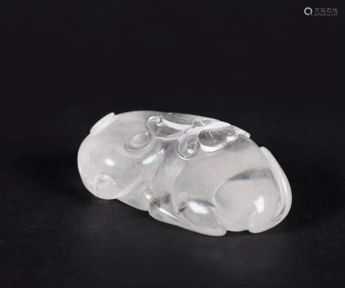 A CHINESE ROCK CHRYSTAL MYTHICAL BEAST, QING DYNASTY