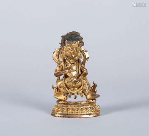 A CHINESE GILT BRONZE FIGURE OF YAMANTAKA, 18TH CENTURY