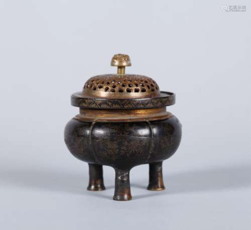 A CHINESE GILT BRONZE CENSER, QING DYNASTY