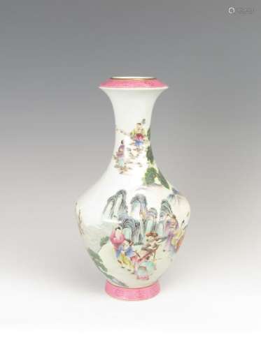 A CHINESE FAMILLE ROSE VASE, QIANLONG MARK