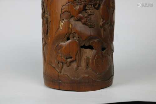 A CHINESE BAMBOO BRUSH POT, QING