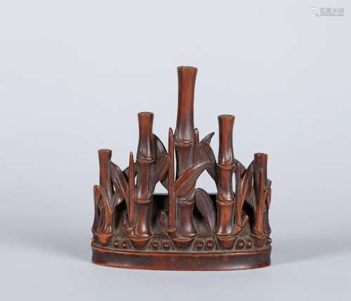 A CHINESE BOX WOOD BRUSH HOLDER