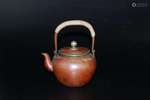 A CHINESE BRONZE TEA POT, QING DYNASTY