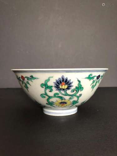 A CHINESE DOUCAI BOWL, CHENGHUA MARK, QING DYNASTY