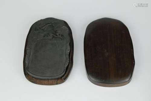 TWO CHINESE DUAN INKSTONES, QING DYNASTY