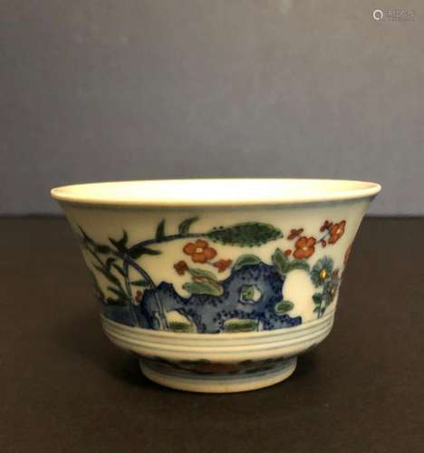 A CHINESE DOUCAI 'BUTTERFLY' CUP, YONGZHENG MARK