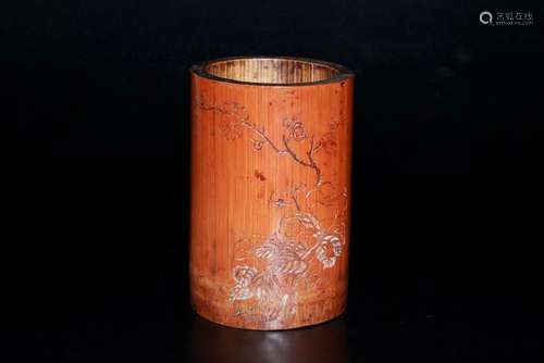 A CHINESE BAMBOO BRUSH POT, QING DYNASTY