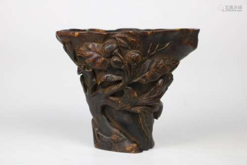 A CHINESE AGARWOOD LIBATION CUP