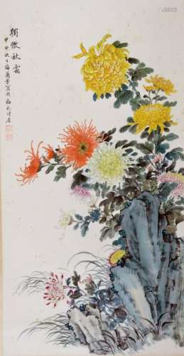 A CHINESE PAINTING, AFTER MEI LANFANG, INK AND COLOUR
