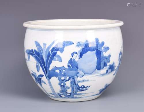 A CHINESE BLUE AND WHITE DEEP BOWL