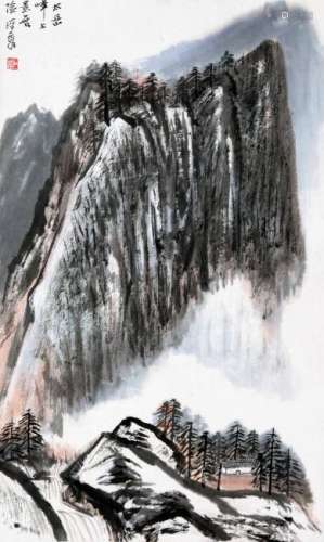 A CHINESE PAINTING, HE HAIXIA, INK AND COLOUR ON PAPER,