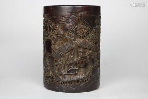 A CHINESE BAMBOO BRUSH POT, QING DYNASTY