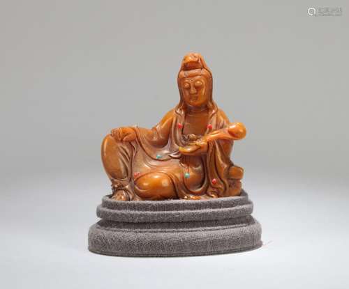 A CHINESE TIANHUANG FIGURE OF GUANYIN, QING DYNASTY