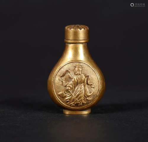 A CHINESE GILT BRONZE SNUFF BOTTLE, GUANGXU MARK, QING