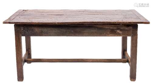 A late 18th Century oak and fruitwood farmhouse kitchen table:,