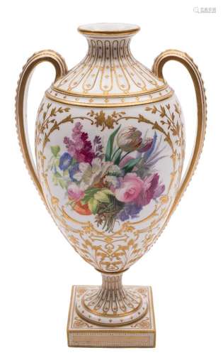 A Copeland Spode porcelain vase attributed to Charles Ferdinand Hurten: of amphora form,