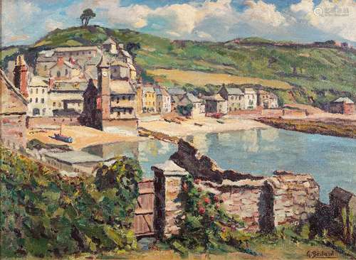 * Guillermo Bestard-Canaves [1881-1969]- View to a coastal town,:- signed bottom right,