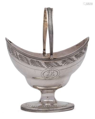 A George III silver swing handle sugar basket, unknown maker, Newcastle,