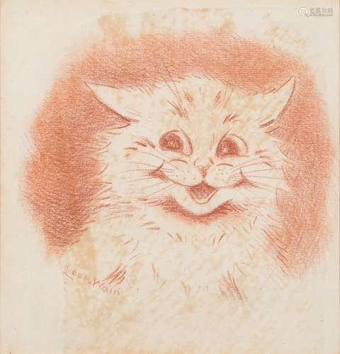 Louis William Wain [1860-1939]- Cat,:- signed, pastel drawing, 17.5 x 17cm.