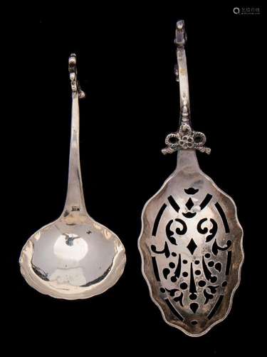 A 19th century Dutch silver sifting spoon,