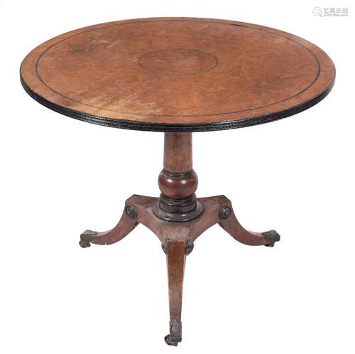 A Regency pollard oak and ebonised circular occasional table in the manner of George Bullock:,