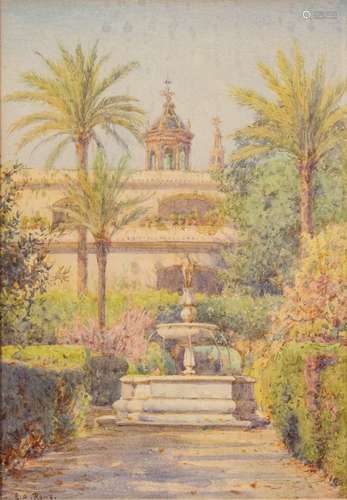 E. Arthur Rowe [1863-1922]- The Alcazar Palace Seville,:- signed bottom left watercolour 18 x 12cm.