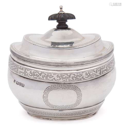 An Edward VII silver oval tea caddy, maker George Nathan & Ridley Hayes, Chester,