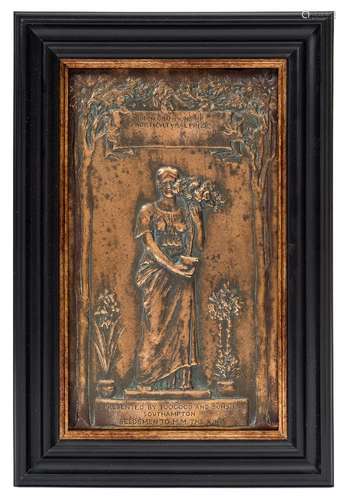 After Sir William Hamo Thornycroft (1850-1925) A bronze horticulture prize plaque: contained in an